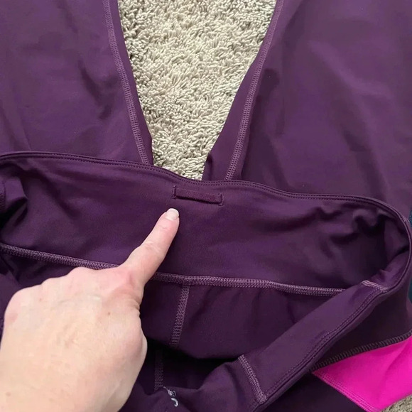 Gap fit GapFit color block Capri leggings large plum purple peach pink - Picture 6 of 14